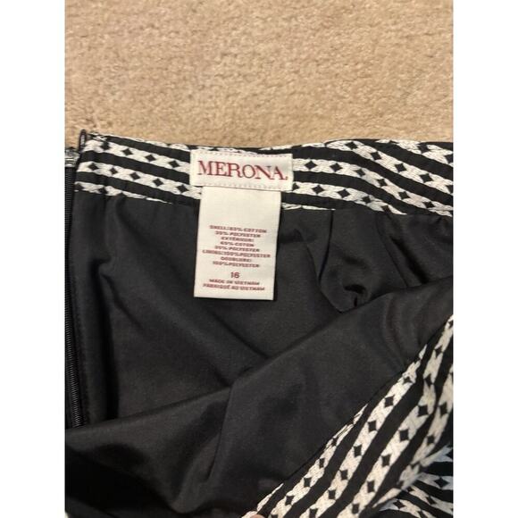 NWT Merona Collection Sz 16 Black & Cream Patterned Skirt Lined Pockets - Picture 2 of 4